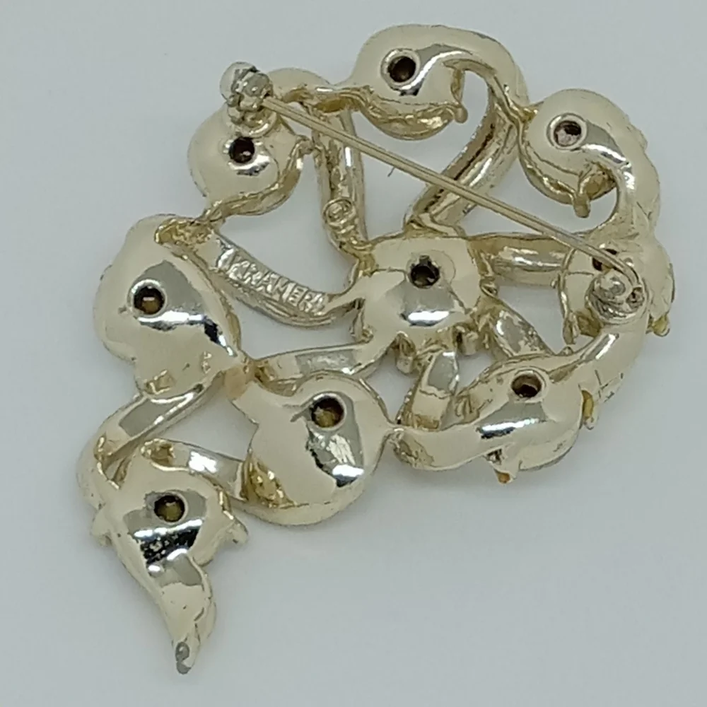 * vintage Kramer aurora borealis crystals gold tone pin brooch